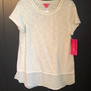 NWT Sunny Leigh White Metallic Top